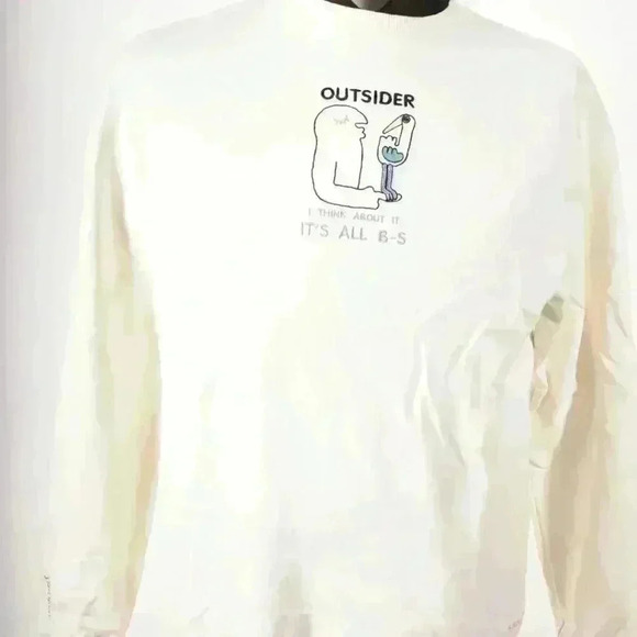 SS19 BAND OF OUTSIDERS  White Blue Art Embroidery BS Stick Figure Small Portugal - Picture 8 of 12